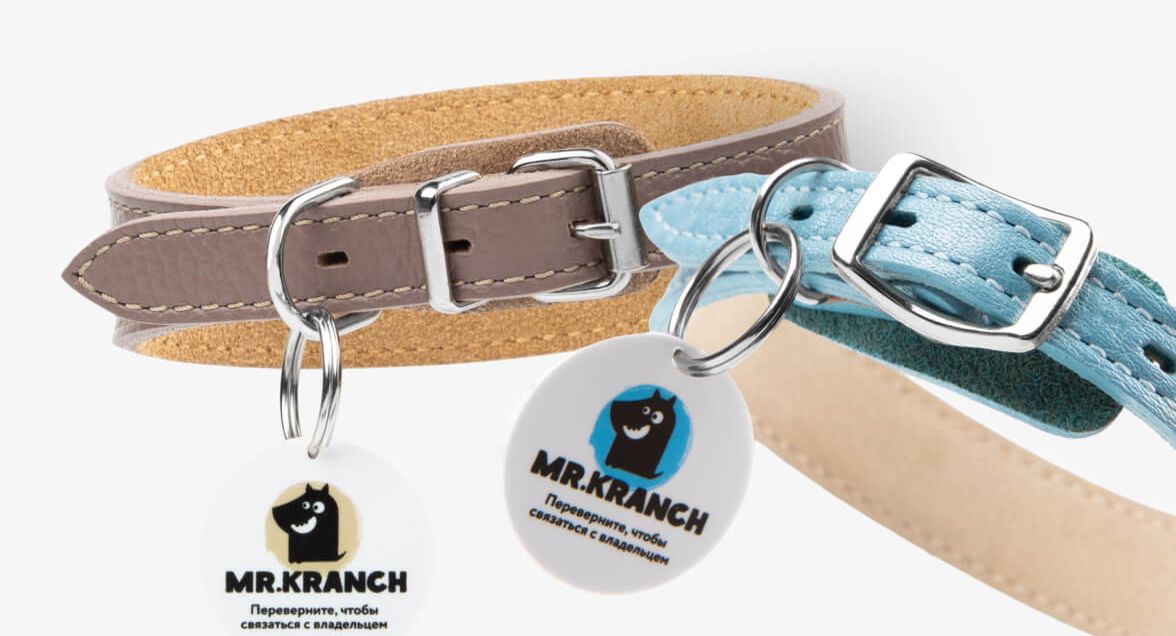 Кожаные ошейники Mr. Kranch с адресниками