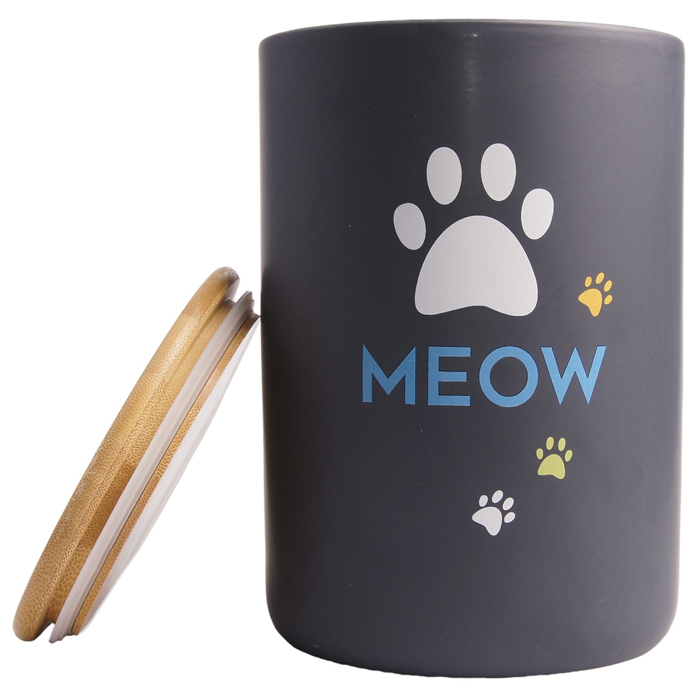 Бокс Mr.Kranch керамический для хранения корма для кошек MEOW 1900 мл черный СКИДКА 50% — фото 2