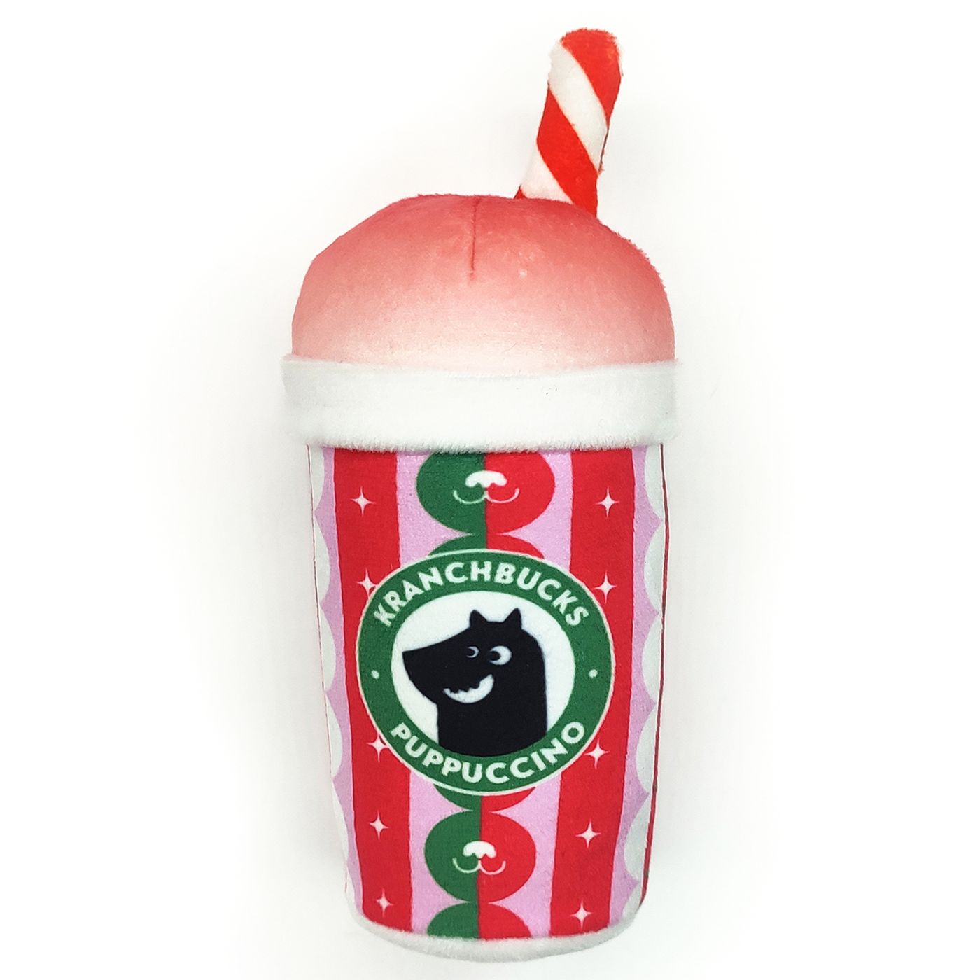 Игрушка Mr.Kranch для собак Капучино Kranchbucks с пищалкой и хрустящей трубочкой новогодняя серия