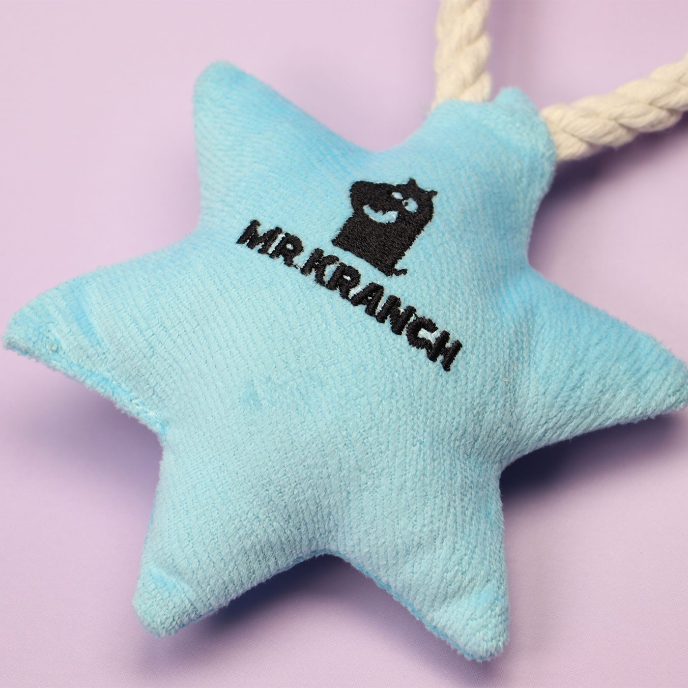 Игрушка Mr.Kranch для собак мелких и средних пород Снежинка с канатом и пищалкой 23х12х4 см, голубая СКИДКА 50% — фото 4