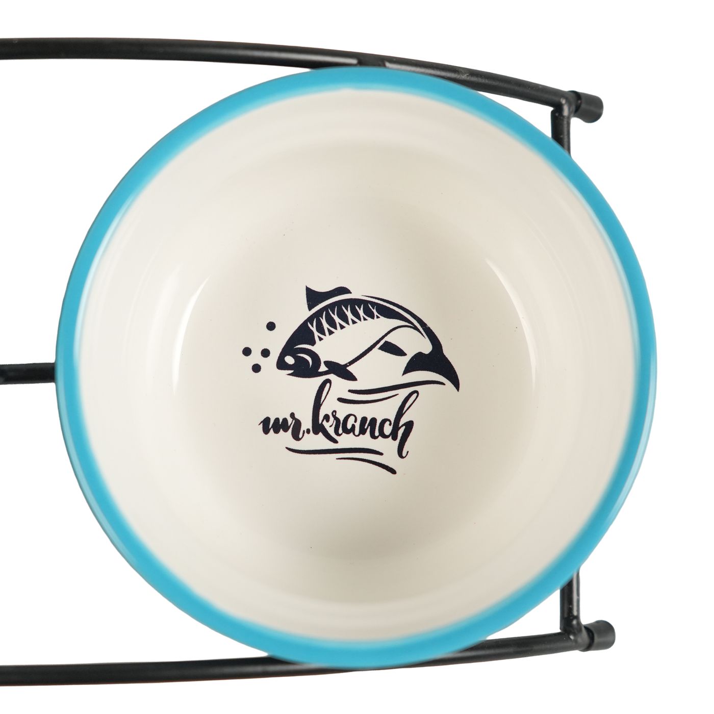 Миски Mr.Kranch на подставке для собак и кошек двойные 2x290 мл fish&chips голубые — фото 4