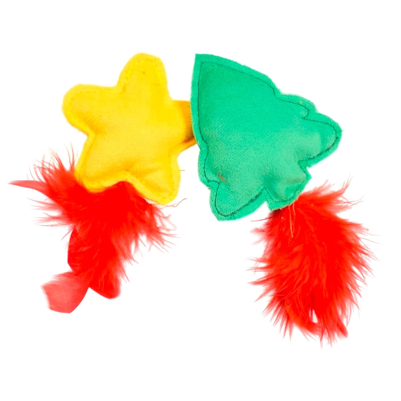 Набор игрушек Mr.Kranch для кошек Елочка и Звездочка Новогодняя плюшевые с кошачьей мятой и перышками 2 шт х 7 см СКИДКА 50% — фото 2