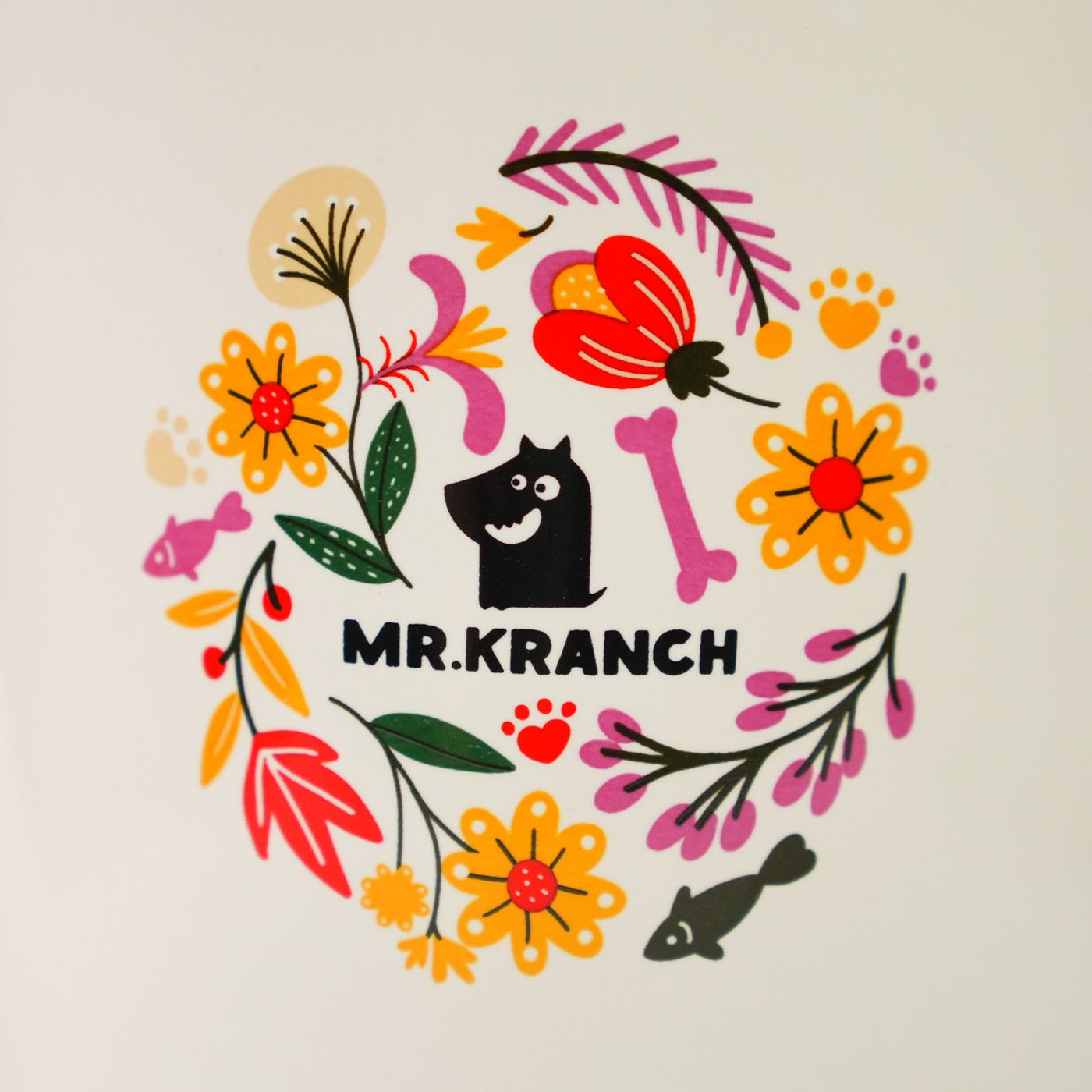 Бокс Mr.Kranch керамический для хранения корма для собак Цветы Прованса 1900 мл розовый — фото 2