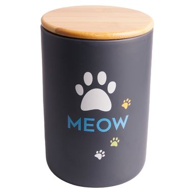 Бокс Mr.Kranch керамический для хранения корма для кошек MEOW 1900 мл черный СКИДКА 50%