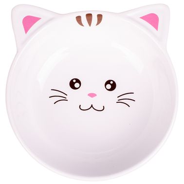 Миска Mr.Kranch керамическая для кошек Мордочка кошки 240 мл белая СКИДКА 40%
