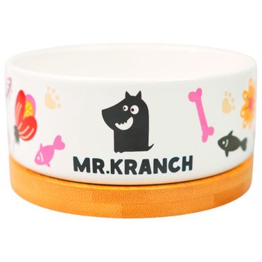 Миска Mr.Kranch Bamboo 340 мл Цветы Прованса керамическая на бамбуковой подставке розовая СКИДКА 40%
