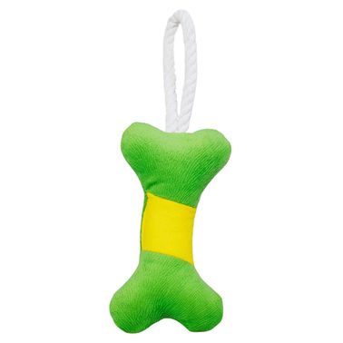 Игрушка Mr.Kranch для собак мелких и средних пород Косточка с канатом 31х9х4см, зеленая с желтым СКИДКА 50%